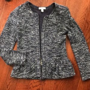 Lightweight Boucle Peplum Sweater Blazer